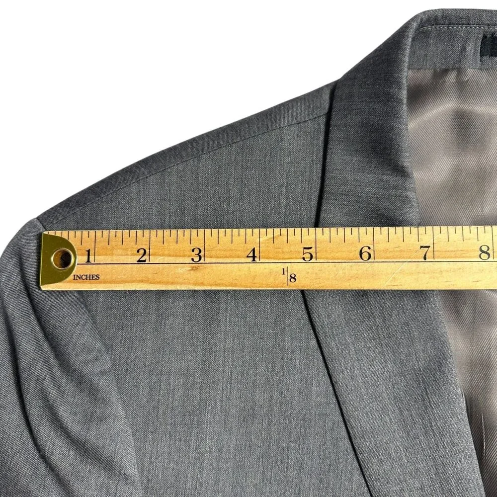 NWOT*EGARA Mens Blazer Sport Coat Two Button Suit Jacket Slim fit 44R Gray Wool